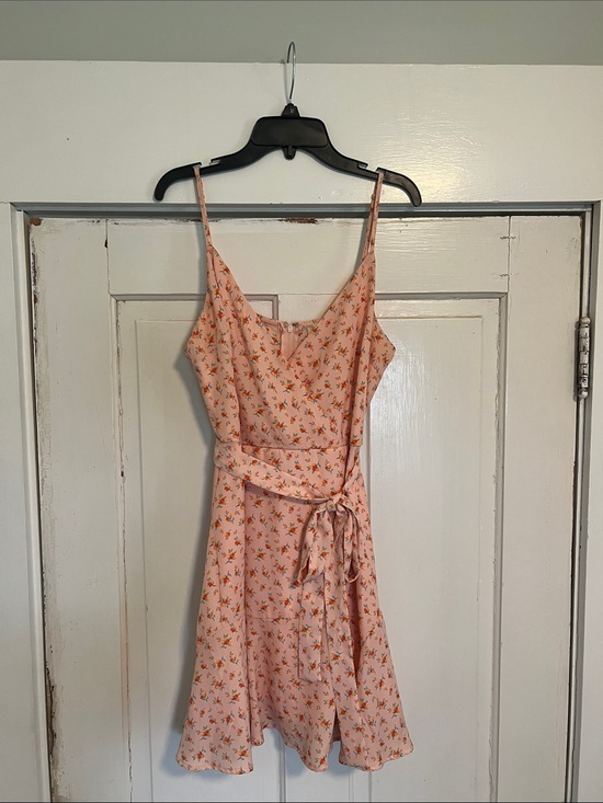 Altar'd State Dresses & Skirts - Floral Peach altar’d state Spaghetti-Strap Wrap Dress